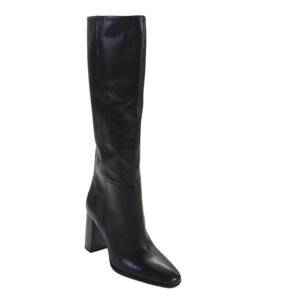 Zara Womens Leather Pull On Knee High Boots Black Size 41 11